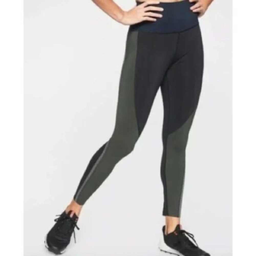 Athleta Spar colorblock black and green leggings
